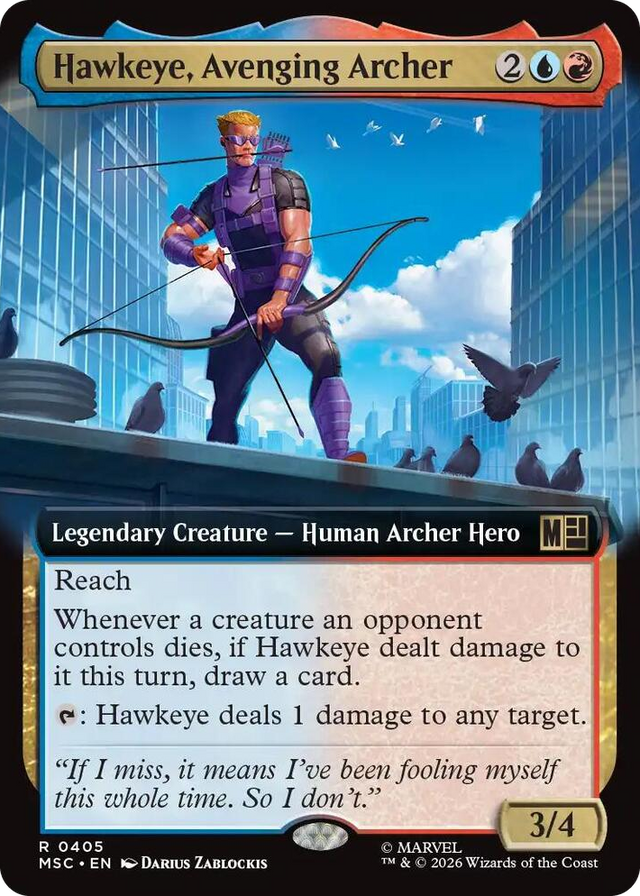 0405 Hawkeye, Avenging Archer (Extended Art) R Commander: Marvel Super Heroes
