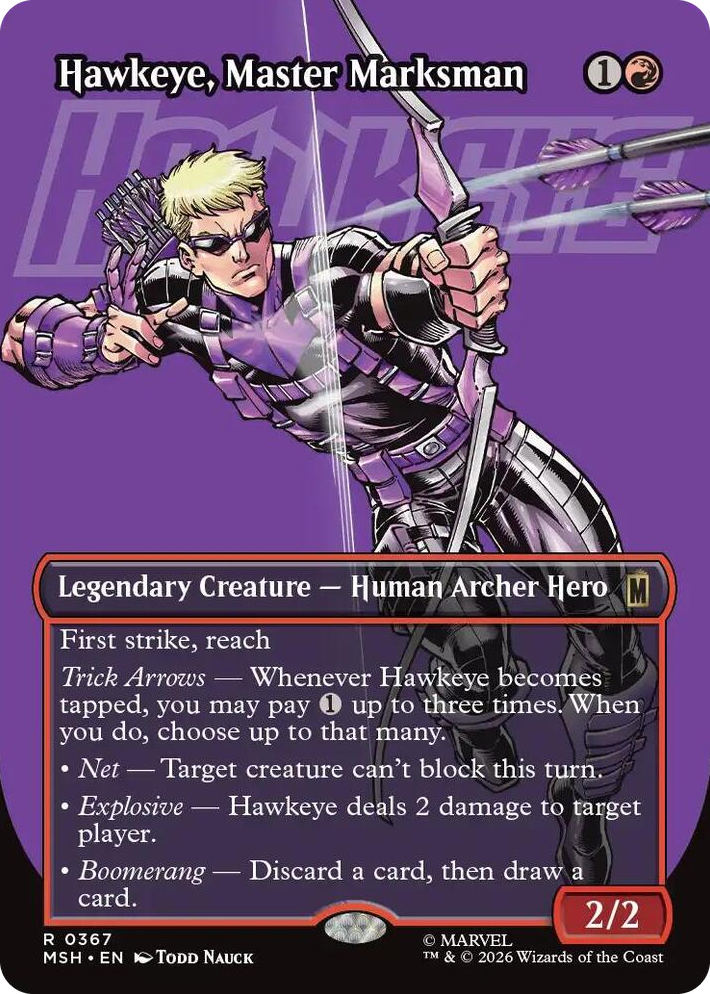 0367 Hawkeye, Master Marksman (Borderless) R Marvel Super Heroes