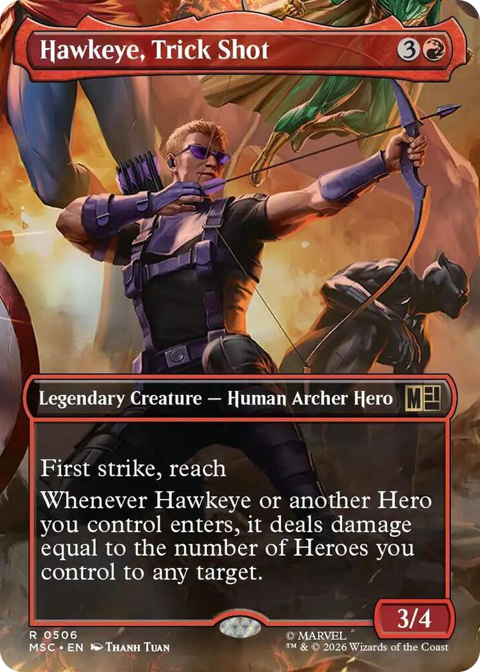 Hawkeye, Trick Shot (Borderless) #506 R - Commander: Marvel Super Heroes Pokemon card