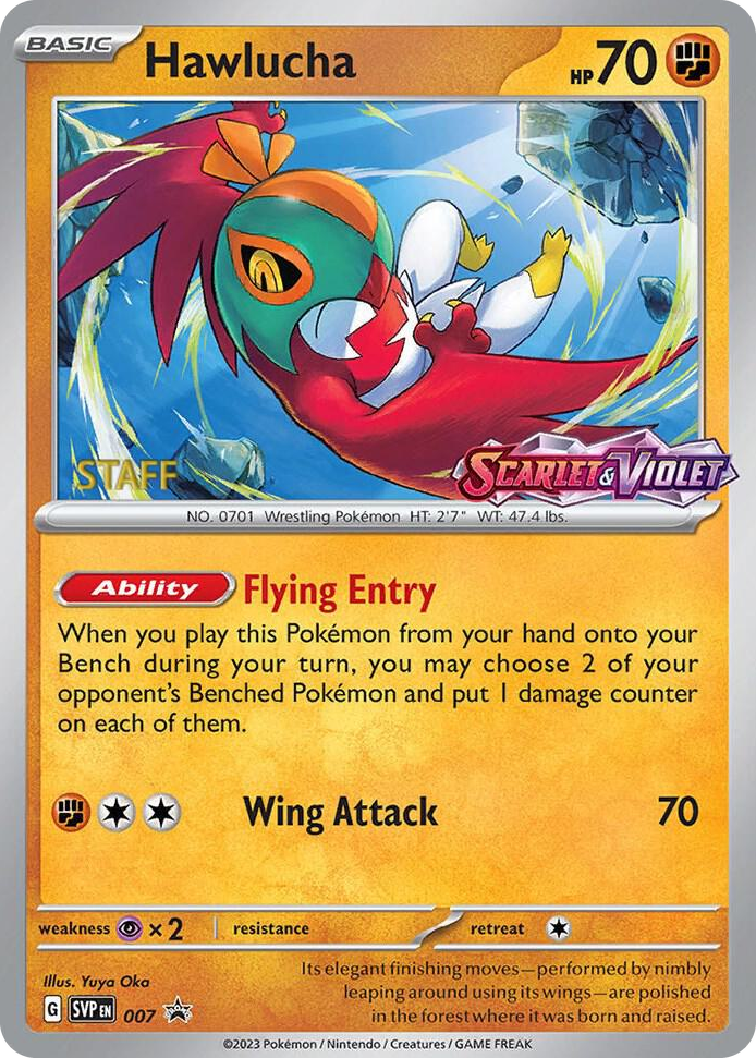 0007 Hawlucha - 007 (Prerelease) [Staff] Promo Scarlet & Violet Promo Cards
