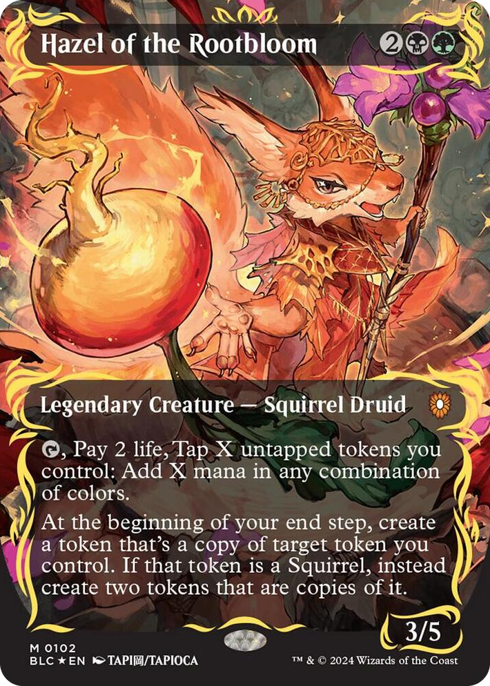 0102 Hazel of the Rootbloom (Borderless) (Raised Foil) M Commander: Bloomburrow