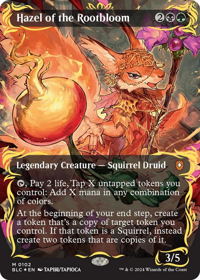 0102 Hazel of the Rootbloom (Borderless) (Raised Foil) M Commander: Bloomburrow