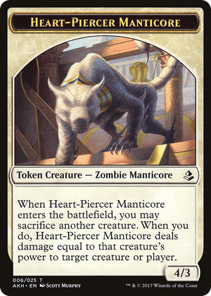 0006 Heart-Piercer Manticore // Warrior Double-Sided Token T Amonkhet