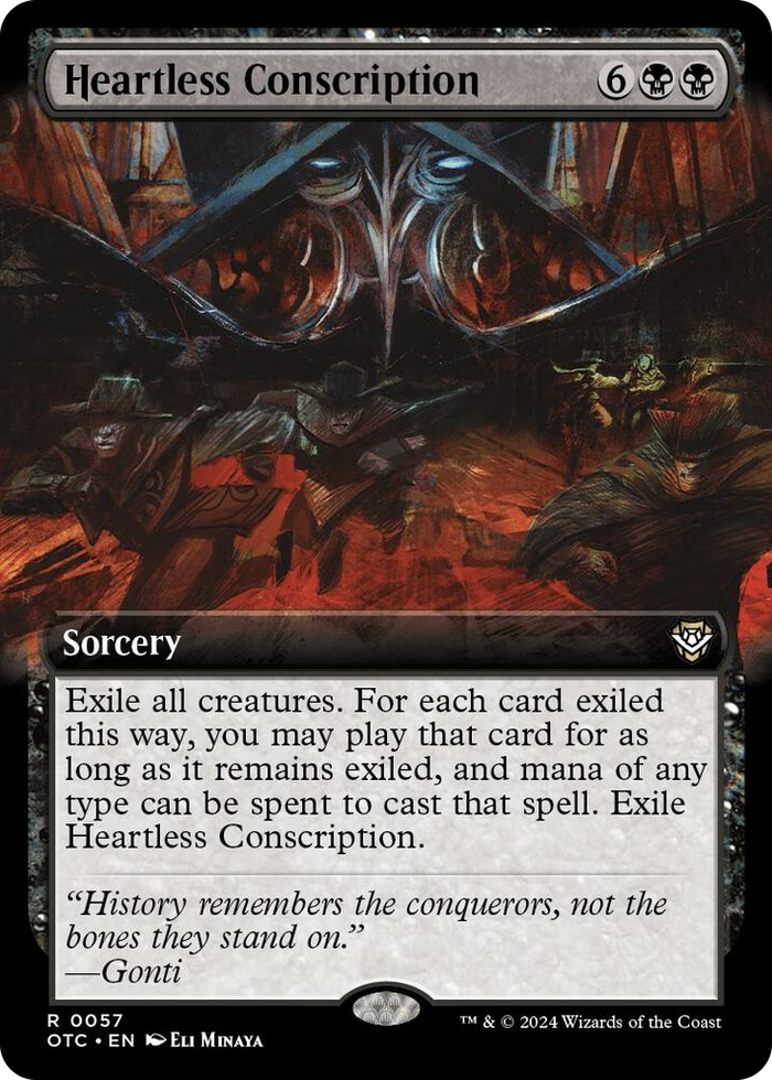 Heartless Conscription (Extended Art) #57 R - Commander: Outlaws of Thunder Junction Pokemon card
