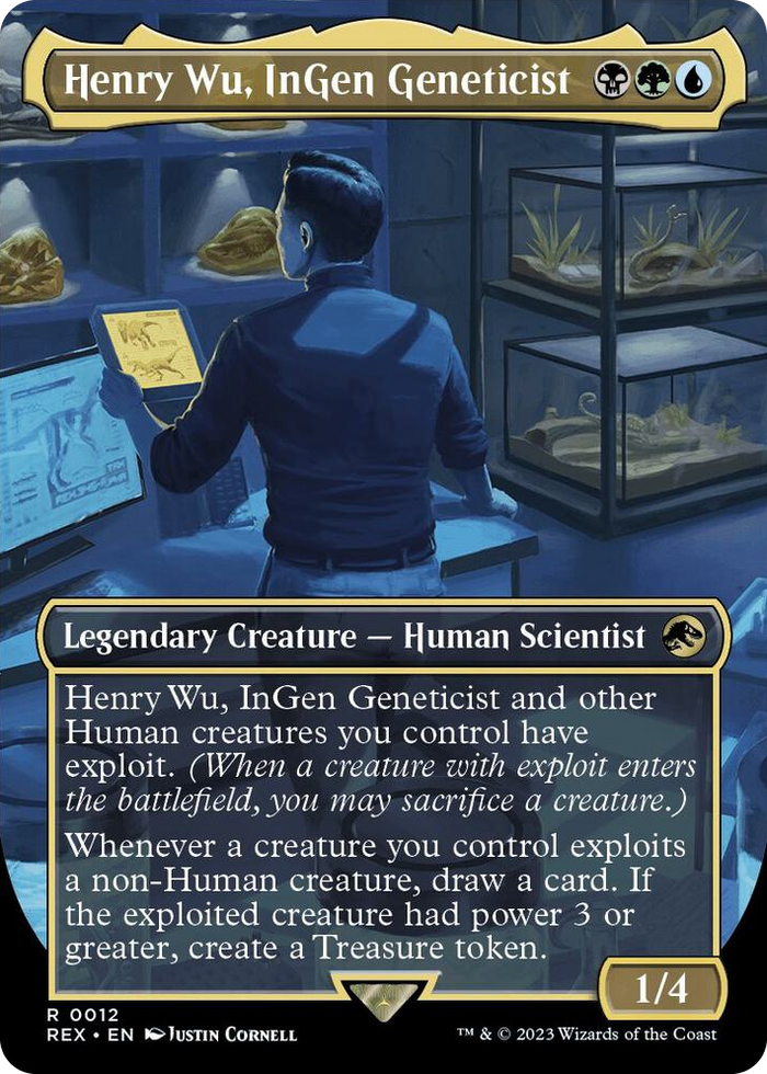 Henry Wu, InGen Geneticist (Borderless) #12 R - Universes Beyond: Jurassic World Collection Pokemon card