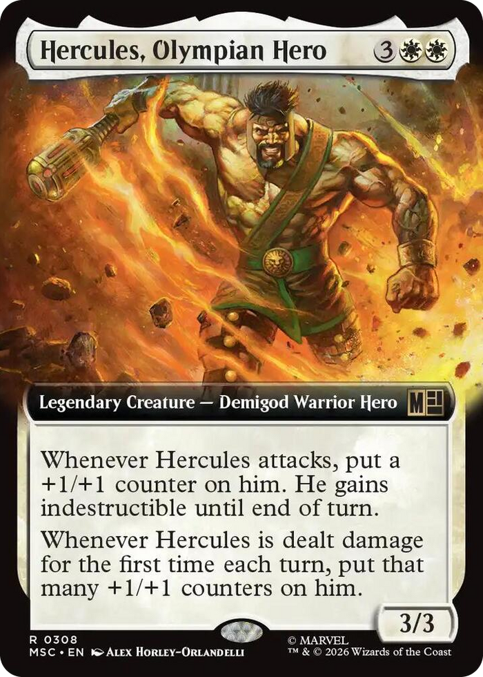 Hercules, Olympian Hero (Extended Art) #308 R - Commander: Marvel Super Heroes Pokemon card