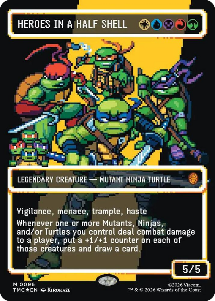 Heroes in a Half Shell (0096) (Borderless) (Surge Foil) #96 M - Commander: Teenage Mutant Ninja Turtles Pokemon card