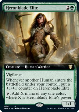 0064 Heronblade Elite (Extended Art) R Commander: Innistrad: Midnight Hunt
