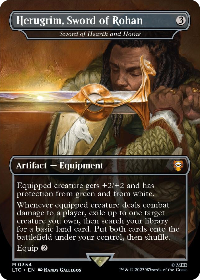 Herugrim, Sword of Rohan - Sword of Hearth and Home (Borderless) #354 M - Commander: The Lord of the Rings: Tales of Middle-earth Pokemon card