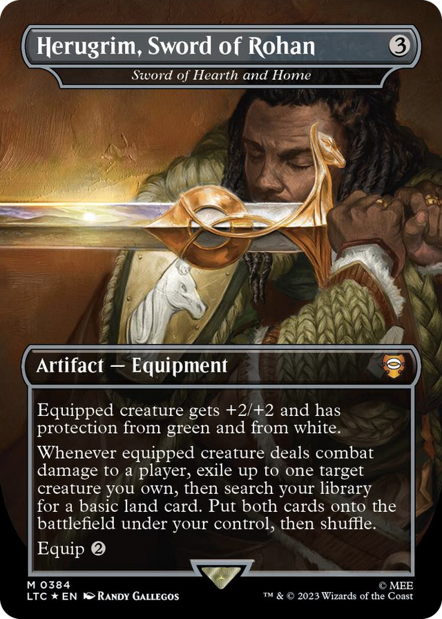 0384 Herugrim, Sword of Rohan - Sword of Hearth and Home (Borderless) (Surge Foil) M Commander: The Lord of the Rings: Tales of Middle-earth