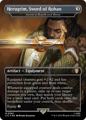 0384 Herugrim, Sword of Rohan - Sword of Hearth and Home (Borderless) (Surge Foil) M Commander: The Lord of the Rings: Tales of Middle-earth
