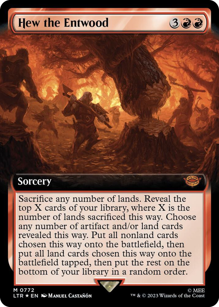 Hew the Entwood (Extended Art) (Surge Foil) #772 M - Universes Beyond: The Lord of the Rings: Tales of Middle-earth Pokemon card