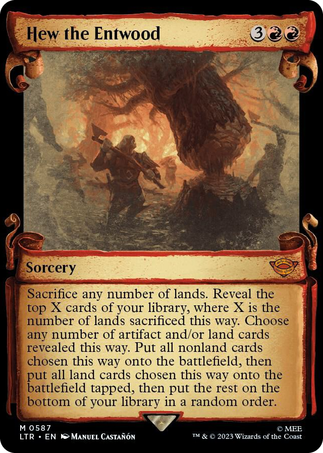 Hew the Entwood (Showcase Scrolls) #587 M - Universes Beyond: The Lord of the Rings: Tales of Middle-earth Pokemon card