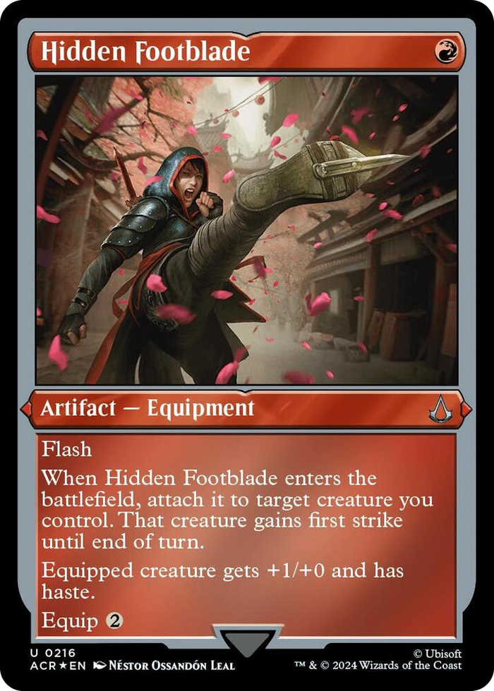 Hidden Footblade (Foil Etched) #216 U - Universes Beyond: Assassin's Creed Pokemon card