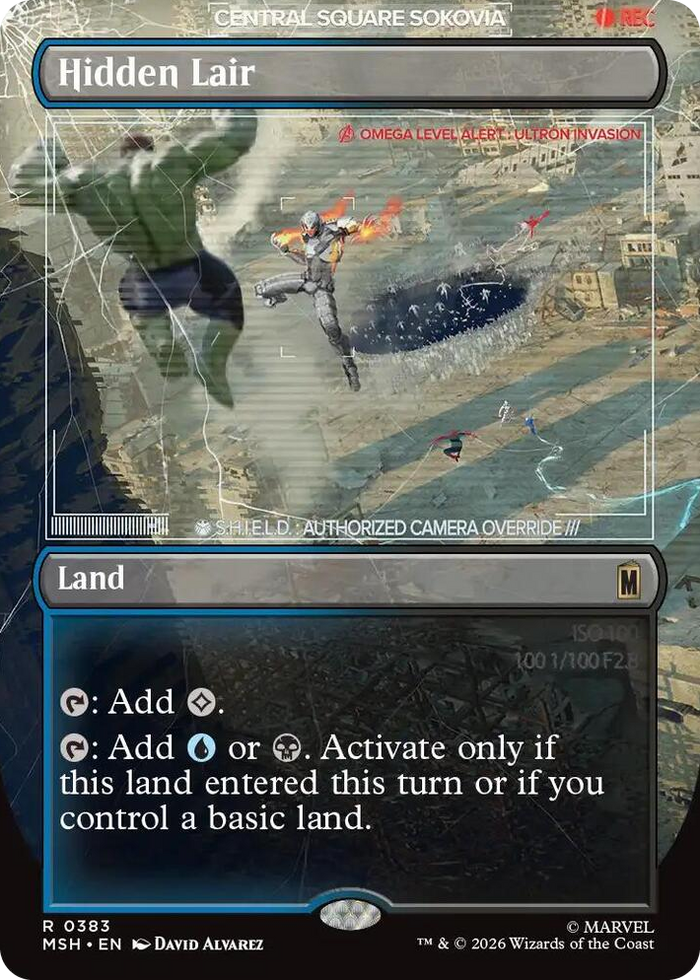 Hidden Lair (Borderless) #383 R - Marvel Super Heroes Pokemon card