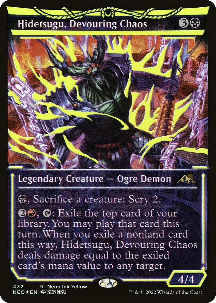 0432 Hidetsugu, Devouring Chaos (Neon Yellow) (WPN Exclusive) R Kamigawa: Neon Dynasty