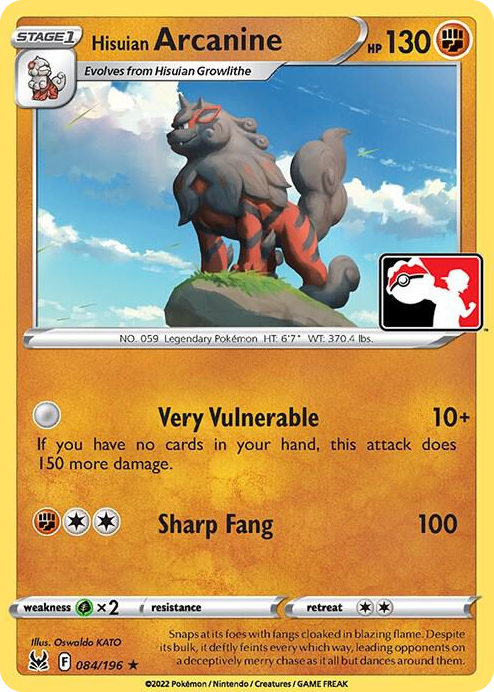 0084 Hisuian Arcanine Rare Prize Pack Series Cards