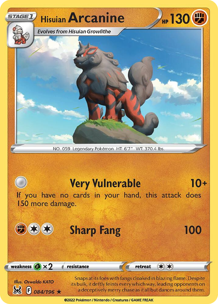 0084 Hisuian Arcanine - 084/196 (Non-Holo) Rare Deck Exclusives