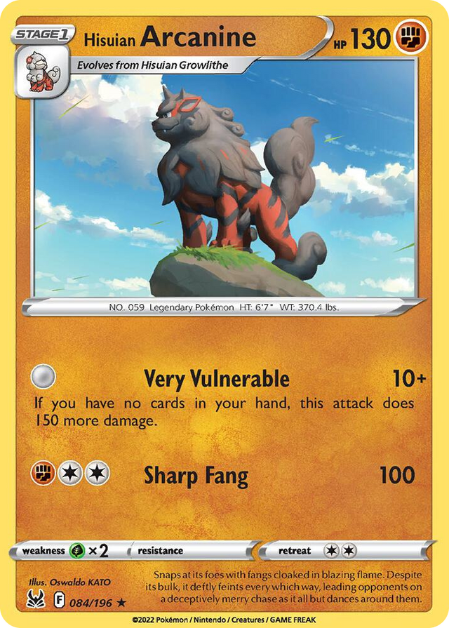 0084 Hisuian Arcanine - 084/196 (Non-Holo) Rare Deck Exclusives
