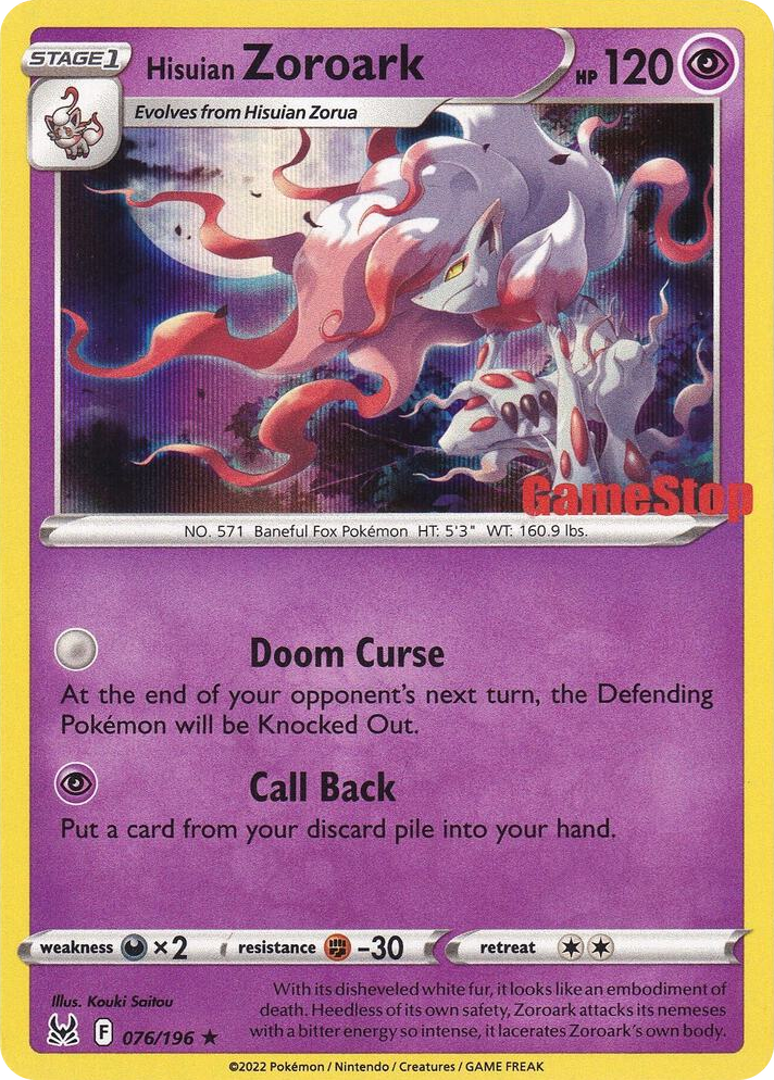 0076 Hisuian Zoroark - 076/196 (Gamestop Exclusive) Promo Miscellaneous Cards & Products