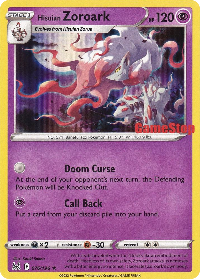 0076 Hisuian Zoroark - 076/196 (Gamestop Exclusive) Promo Miscellaneous Cards & Products