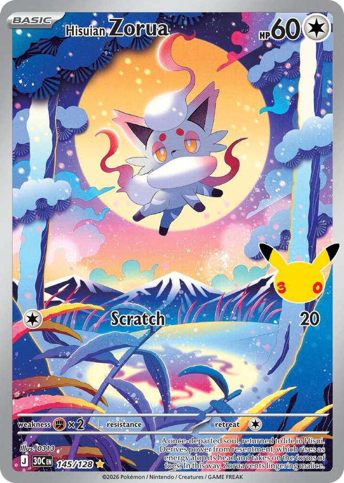 0145 Hisuian Zorua Illustration Rare 30th Celebration