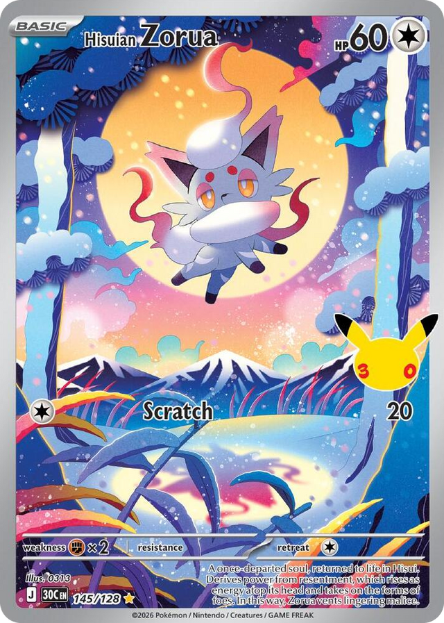 0145 Hisuian Zorua Illustration Rare 30th Celebration