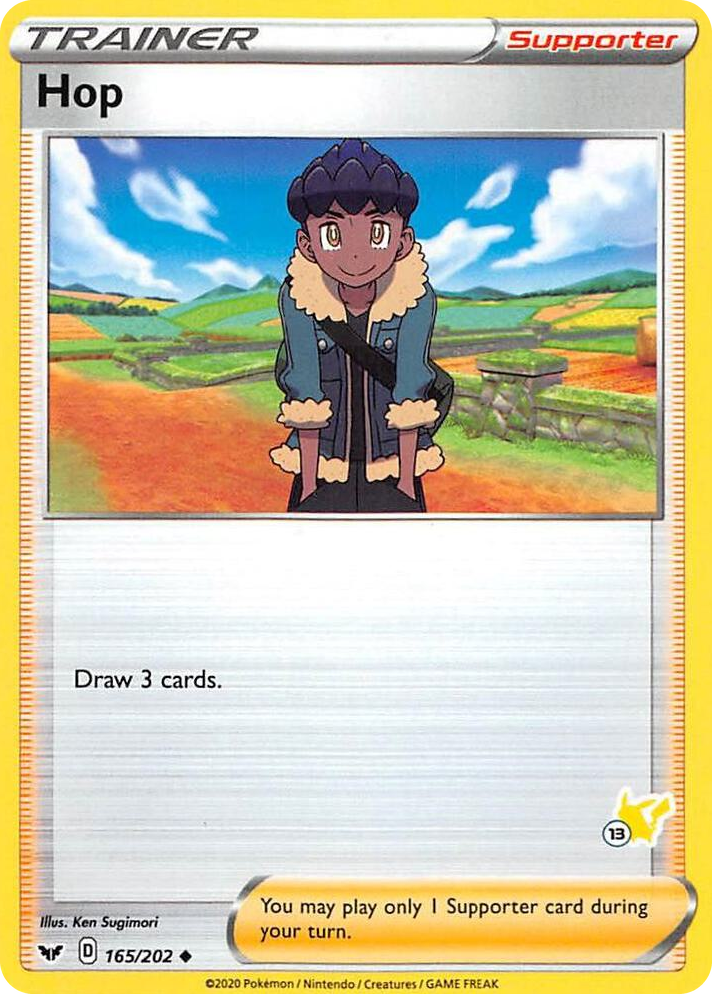 0165 Hop - 165/202 (#13 Pikachu Stamped) Promo Battle Academy 2022
