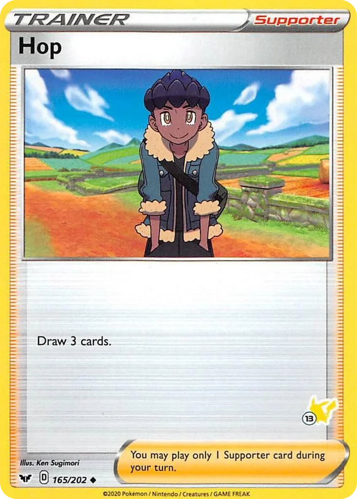 0165 Hop - 165/202 (#13 Pikachu Stamped) Promo Battle Academy 2022