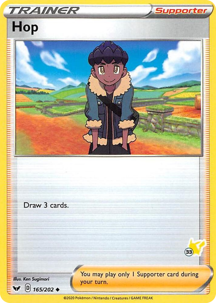 0165 Hop - 165/202 (#33 Pikachu Stamped) Promo Battle Academy 2022