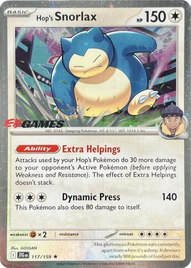 0117 Hop's Snorlax - 117/159 (EB Games) (Cosmos Holo) Promo Miscellaneous Cards & Products