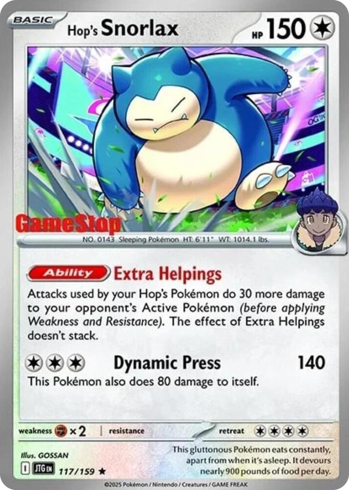 0117 Hop's Snorlax - 117/159 (GameStop) (Cosmos Holo) Promo Miscellaneous Cards & Products