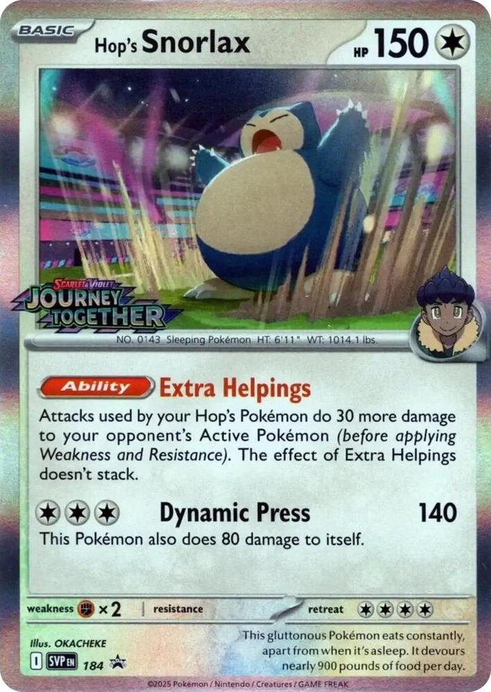 0184 Hop's Snorlax - 184 (Prerelease) Promo Scarlet & Violet Promo Cards
