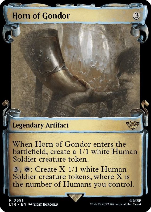 Horn of Gondor (Showcase Scrolls) #691 R - Universes Beyond: The Lord of the Rings: Tales of Middle-earth Pokemon card