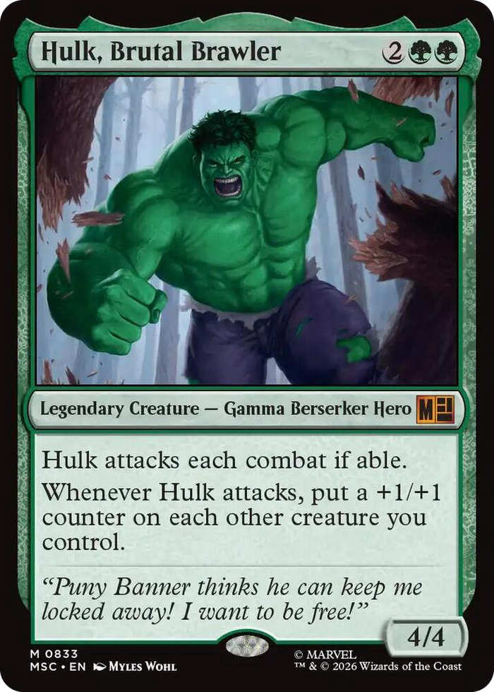 Hulk, Brutal Brawler #833 M - Commander: Marvel Super Heroes Pokemon card