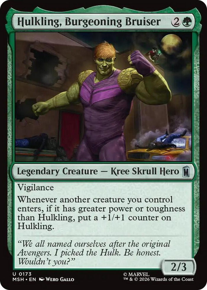 Hulkling, Burgeoning Bruiser #173 U - Marvel Super Heroes Pokemon card