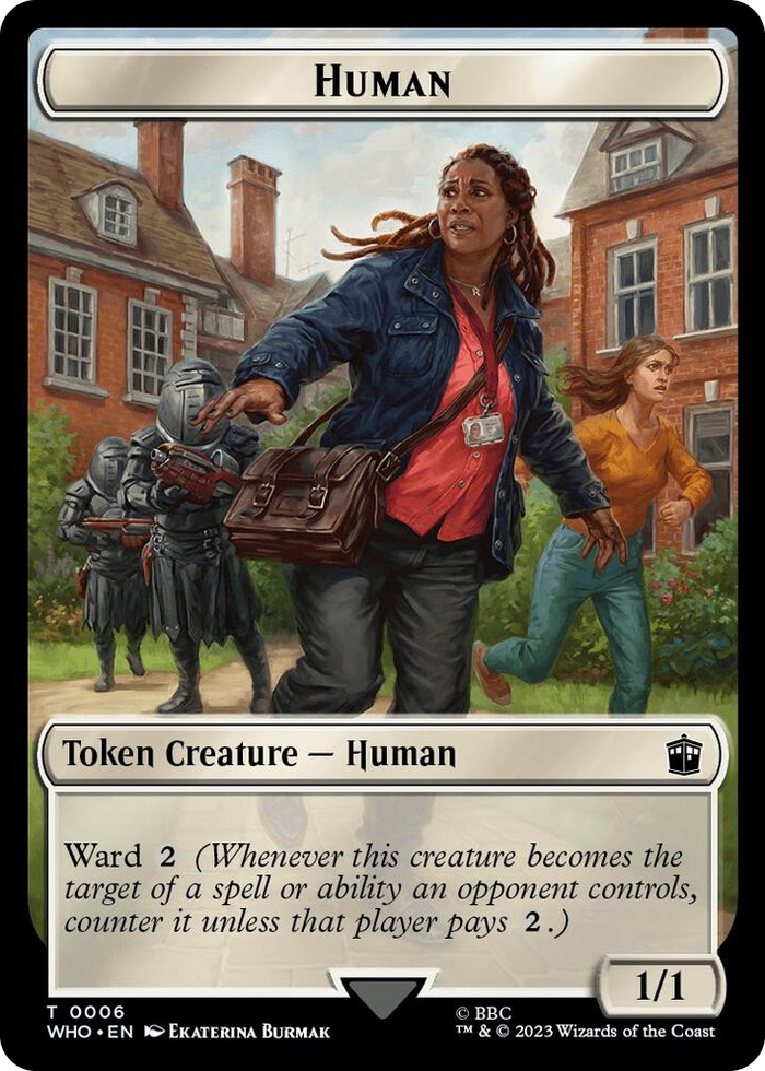 Human (0006) // Cyberman Double-Sided Token #6 T - Universes Beyond: Doctor Who Pokemon card