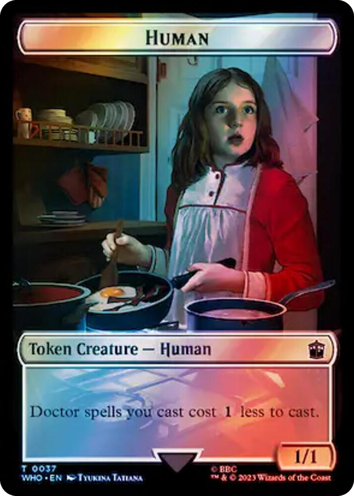 0037 Human (0037) // Dinosaur Double-Sided Token (Surge Foil) T Universes Beyond: Doctor Who