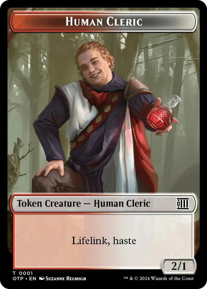 0001 Human Cleric // Plot Double-Sided Token T Outlaws of Thunder Junction: Breaking News