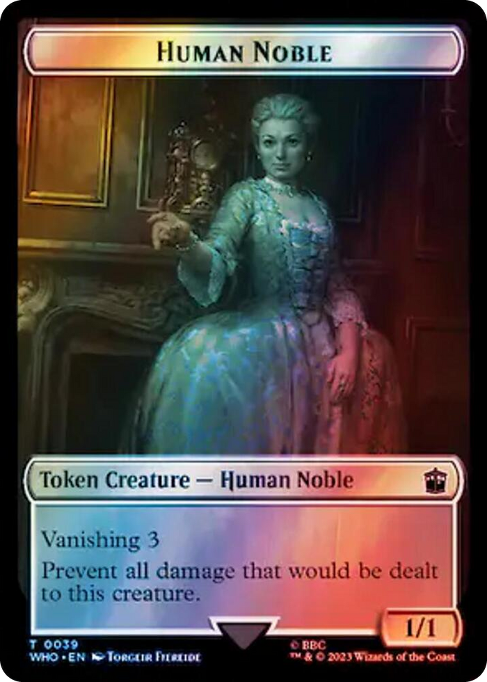 Human Noble // Beast Double-Sided Token (Surge Foil) #39 T - Universes Beyond: Doctor Who Pokemon card