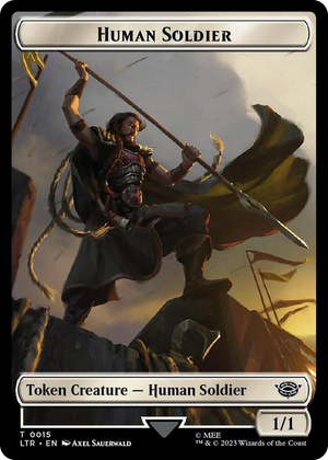 0015 Human Soldier (0015) // Food (0024) Double-Sided Token (Surge Foil) T Universes Beyond: The Lord of the Rings: Tales of Middle-earth