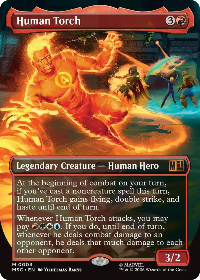 Human Torch (Borderless) #3 M - Commander: Marvel Super Heroes Pokemon card