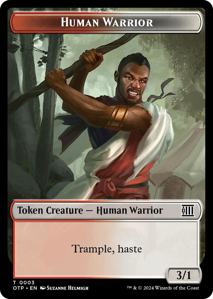 0003 Human Warrior // Plot Double-Sided Token T Outlaws of Thunder Junction: Breaking News