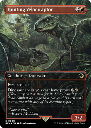 0030 Hunting Velociraptor (Borderless) (Emblem) R Universes Beyond: Jurassic World Collection