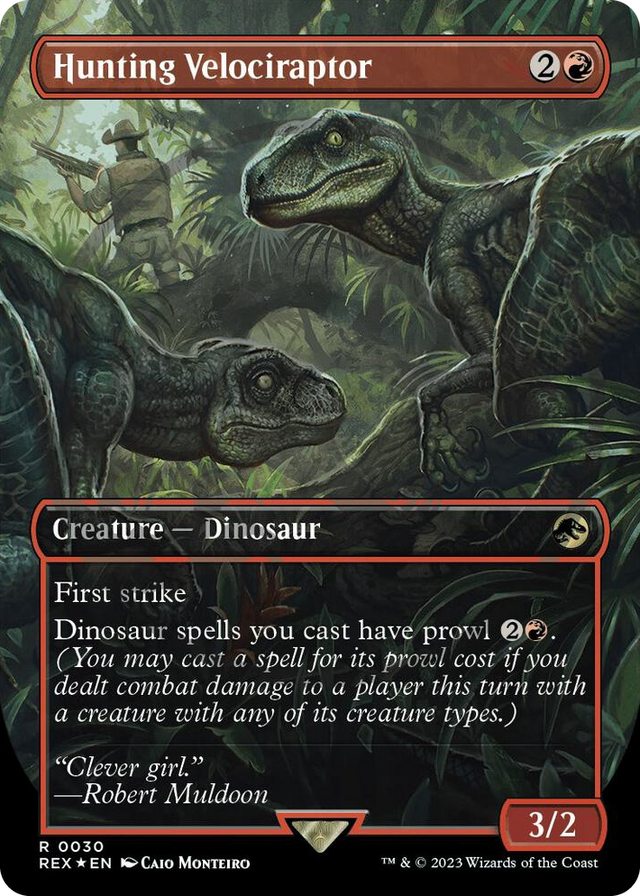 0030 Hunting Velociraptor (Borderless) (Emblem) R Universes Beyond: Jurassic World Collection