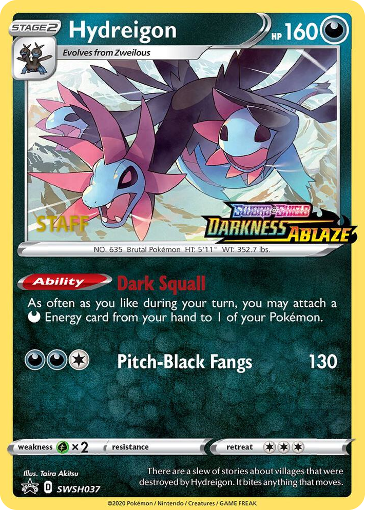 0037 Hydreigon - SWSH037 (Prerelease) [Staff] Promo Sword & Shield Promo Cards
