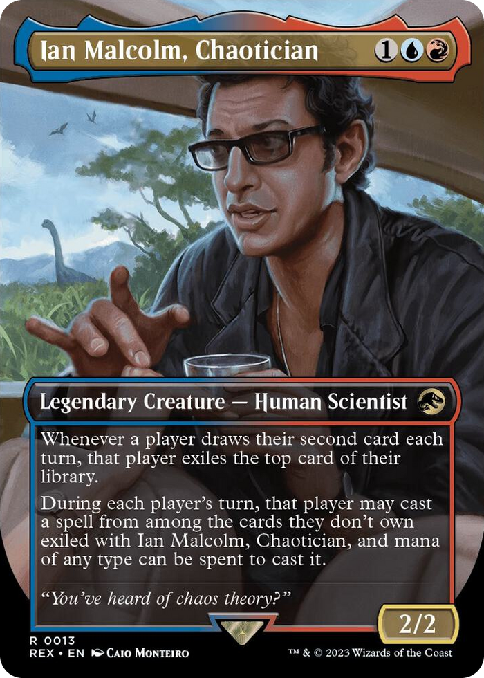 Ian Malcolm, Chaotician (Borderless) #13 R - Universes Beyond: Jurassic World Collection Pokemon card