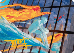 0045 Iceman and Firestar Art Card (Gold-Stamped Signature) S Art Series: Marvel Super Heroes