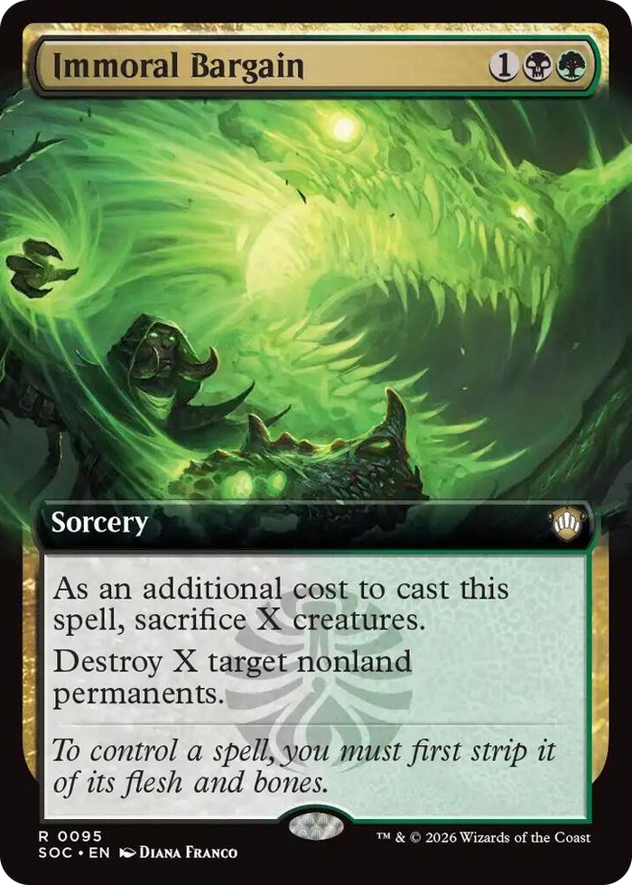 Immoral Bargain (Extended Art) #95 R - Commander: Secrets of Strixhaven Pokemon card