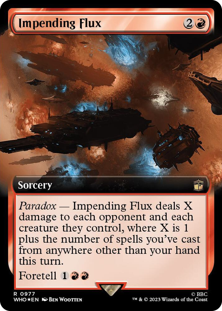 0977 Impending Flux (Extended Art) (Surge Foil) R Universes Beyond: Doctor Who